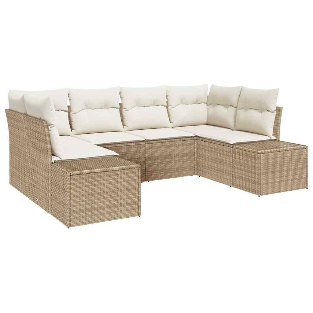 Gartensofa-set 6 stk. Beige Poly-Rattan