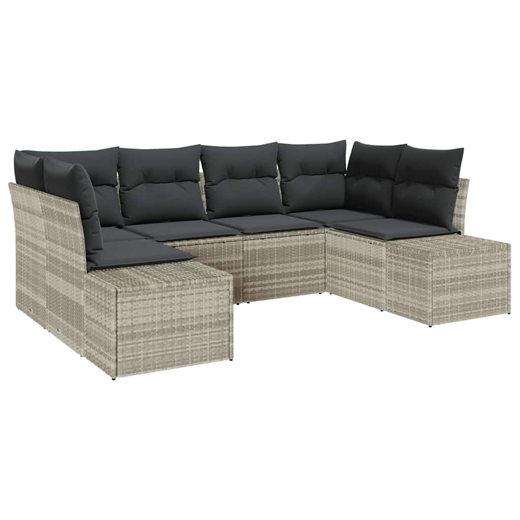 Gartensofa-set 6 stk. Hellgrau Poly-Rattan