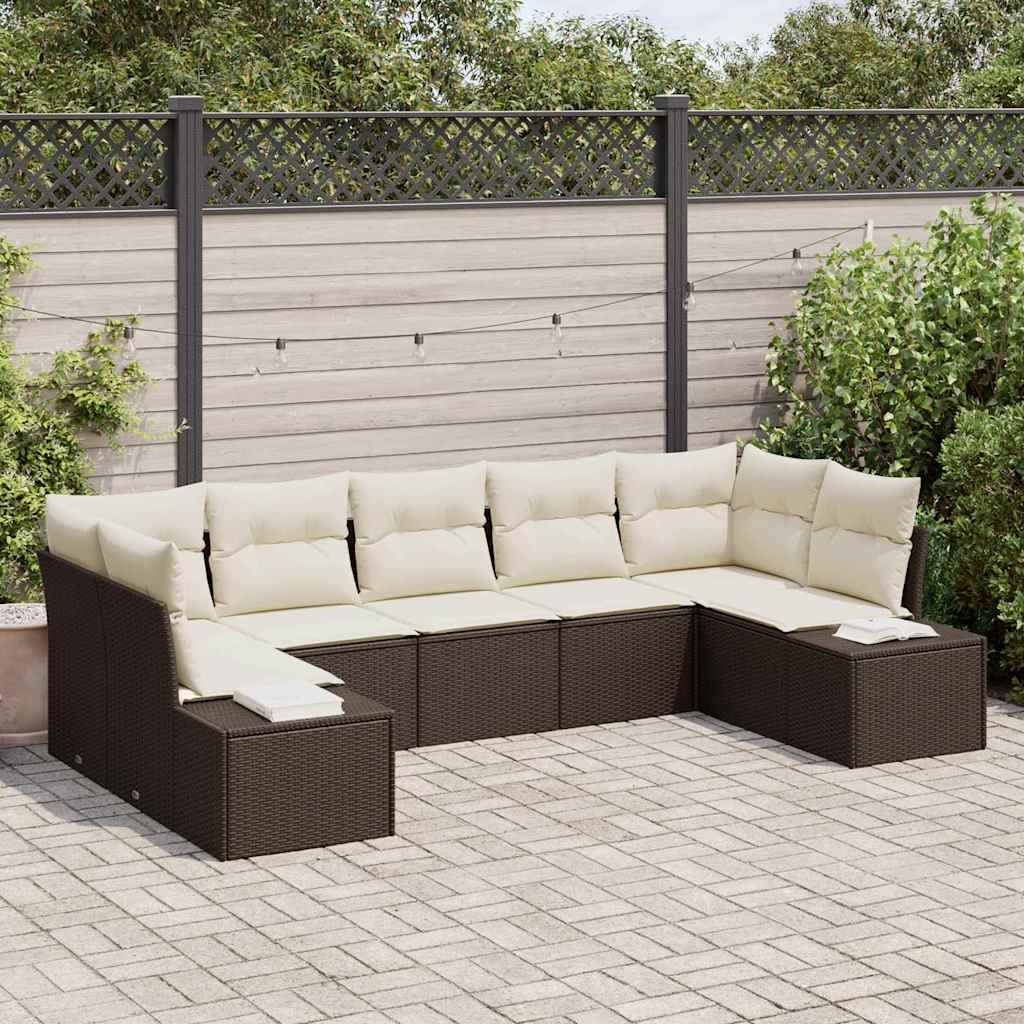Gartensofa-set 7 Stk. Braun Poly-Rattan