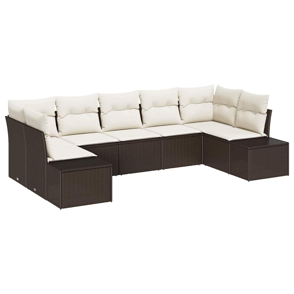 Gartensofa-set 7 Stk. Braun Poly-Rattan