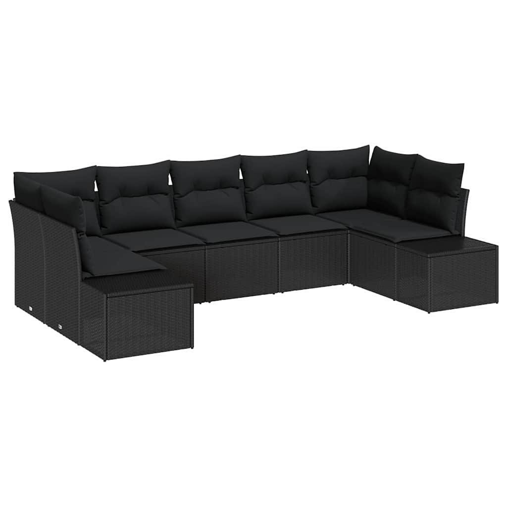 Gartensofa-set 7 stk. Schwarz Poly-Rattan