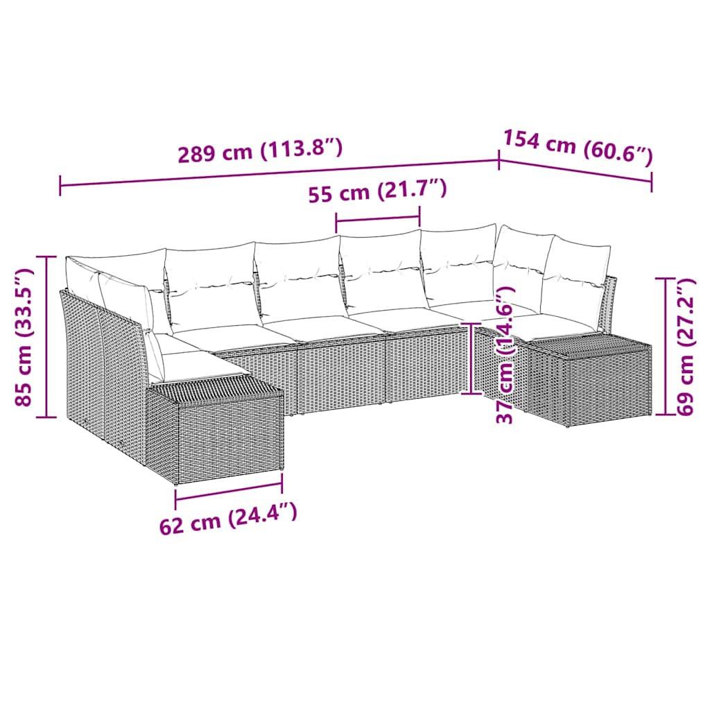 Gartensofa-set 7 stk. Schwarz Poly-Rattan