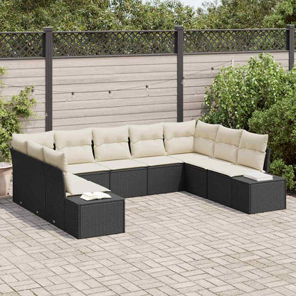 Gartensofa-set 9 stk. Schwarz Poly-Rattan