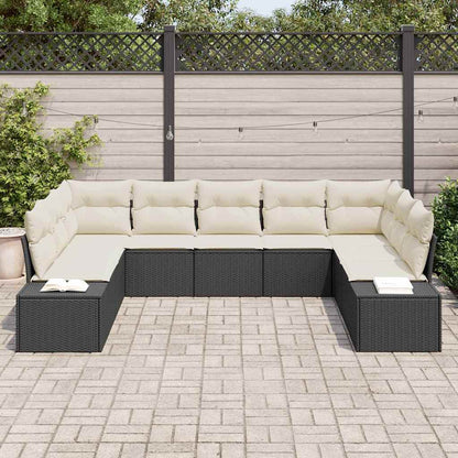 Gartensofa-set 9 stk. Schwarz Poly-Rattan