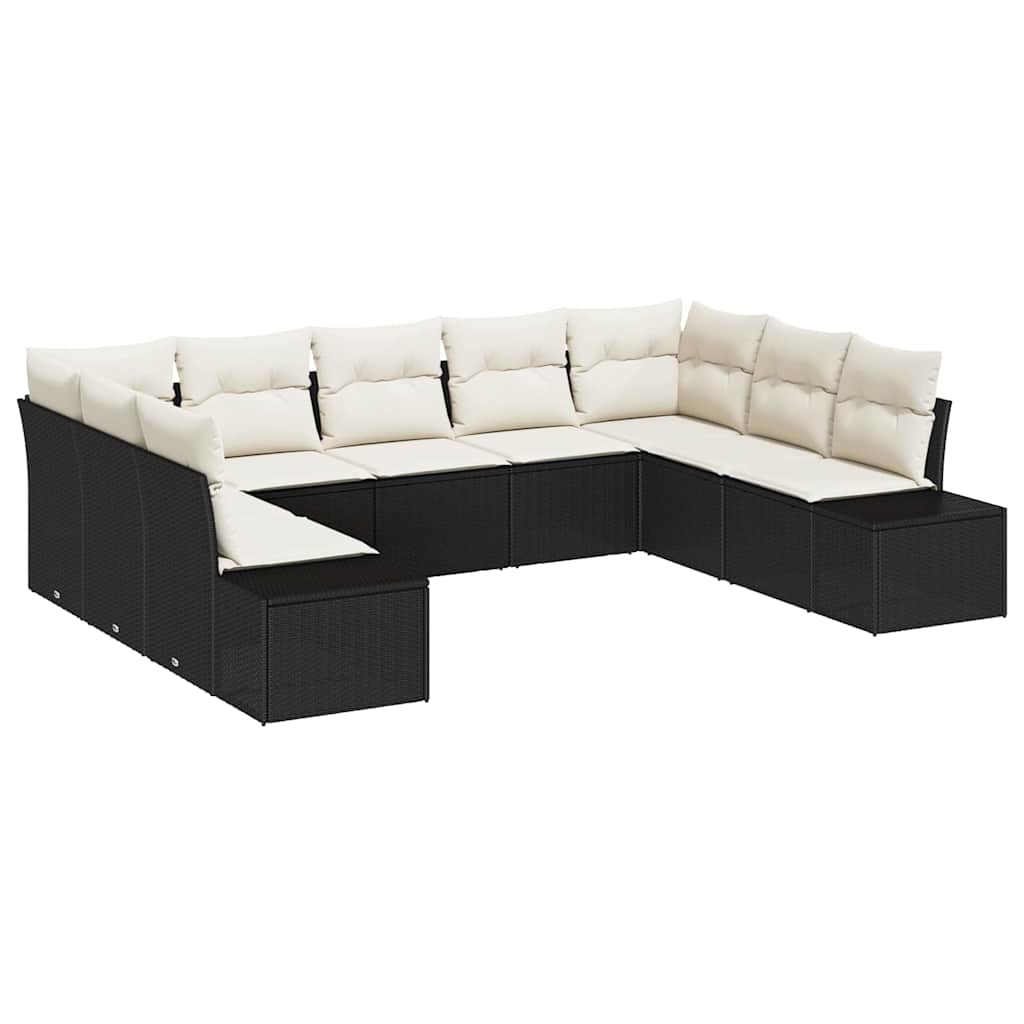 Gartensofa-set 9 Stk. Schwarz Poly-Rattan