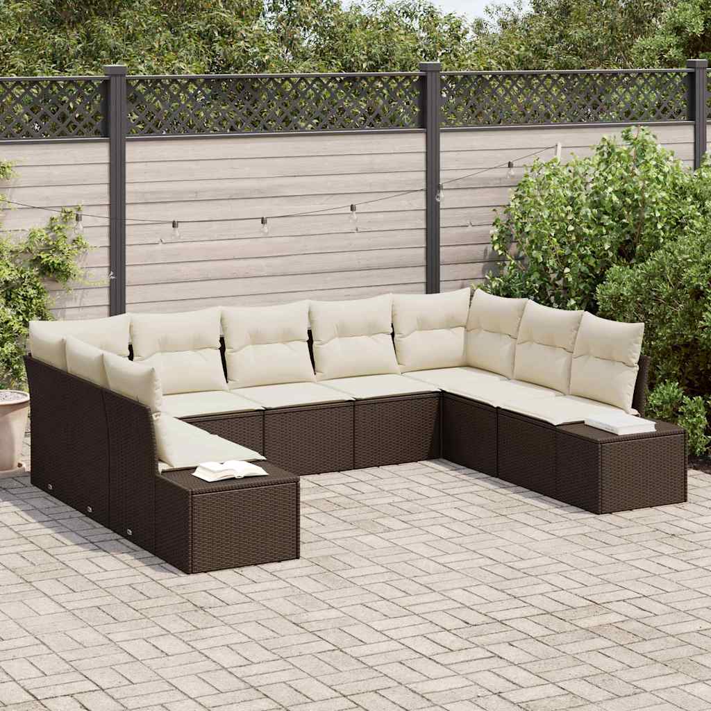Gartensofa-set 9 Stk. Braun Poly-Rattan