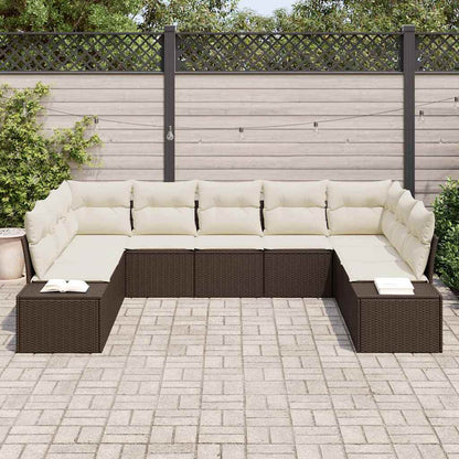 Gartensofa-set 9 stk. Braun Poly-Rattan
