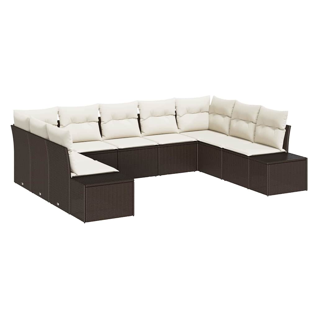 Gartensofa-set 9 Stk. Braun Poly-Rattan