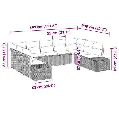 Gartensofa-set 9 stk. Braun Poly-Rattan