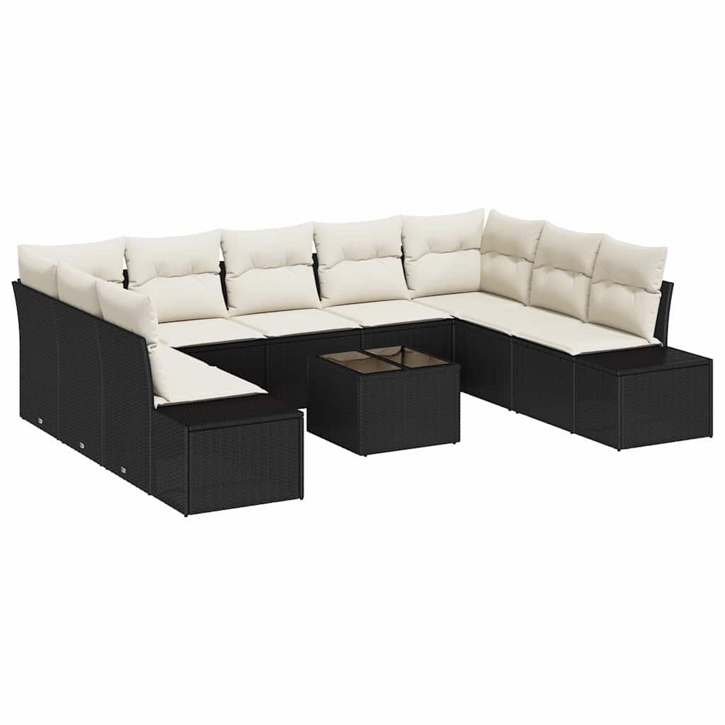 Gartensofa-set 10 stk. Schwarz Poly-Rattan