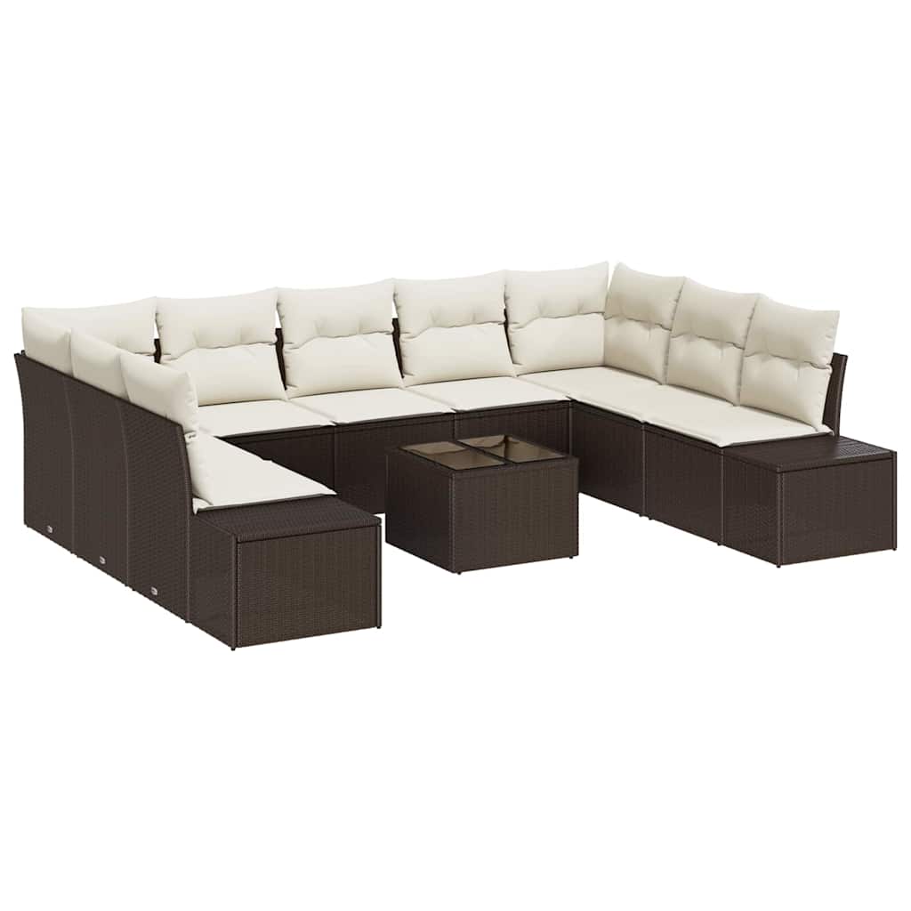 Gartensofa-set 10 Stk. Braun Poly-Rattan