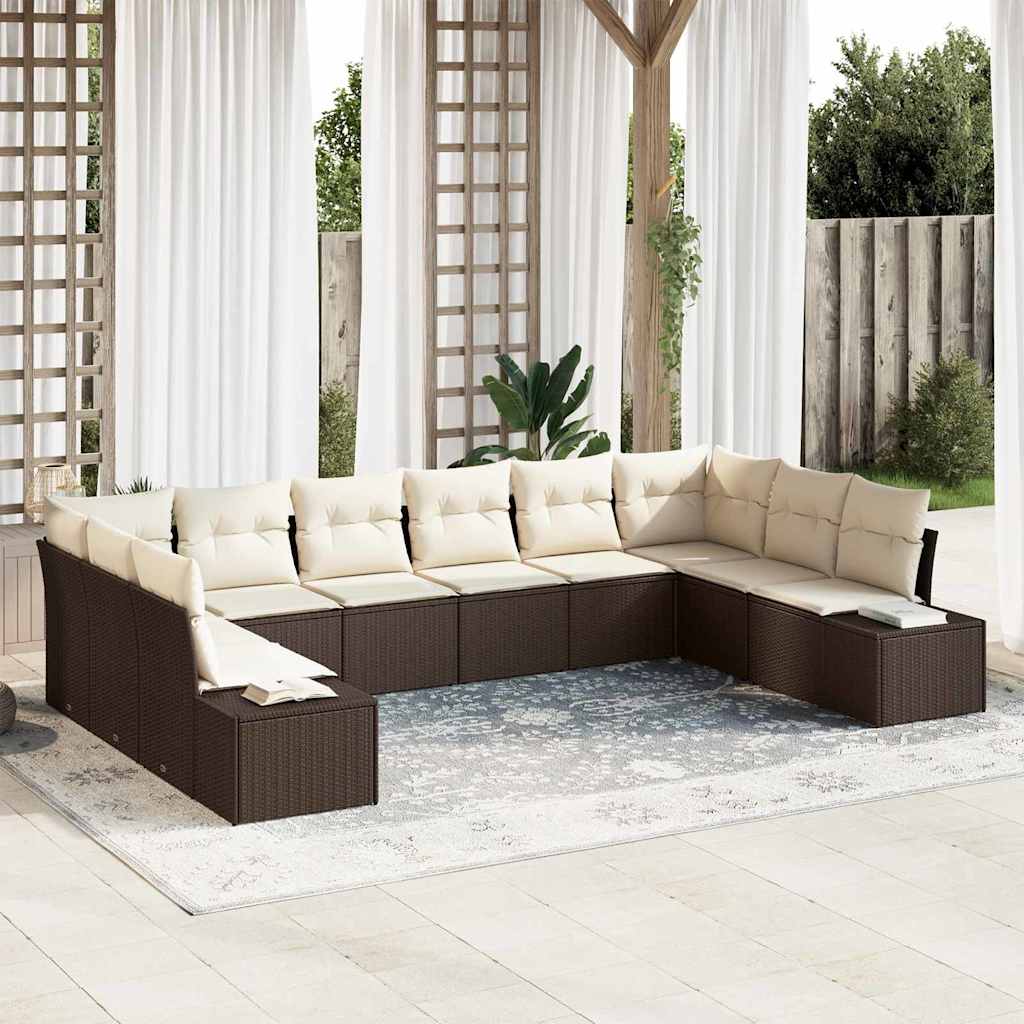 Gartensofa-set 10 stk. Braun Poly-Rattan