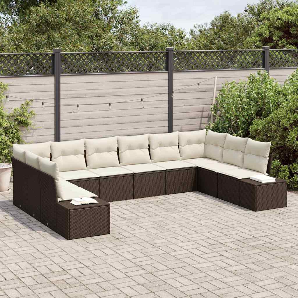 Gartensofa-set 10 stk. Braun Poly-Rattan