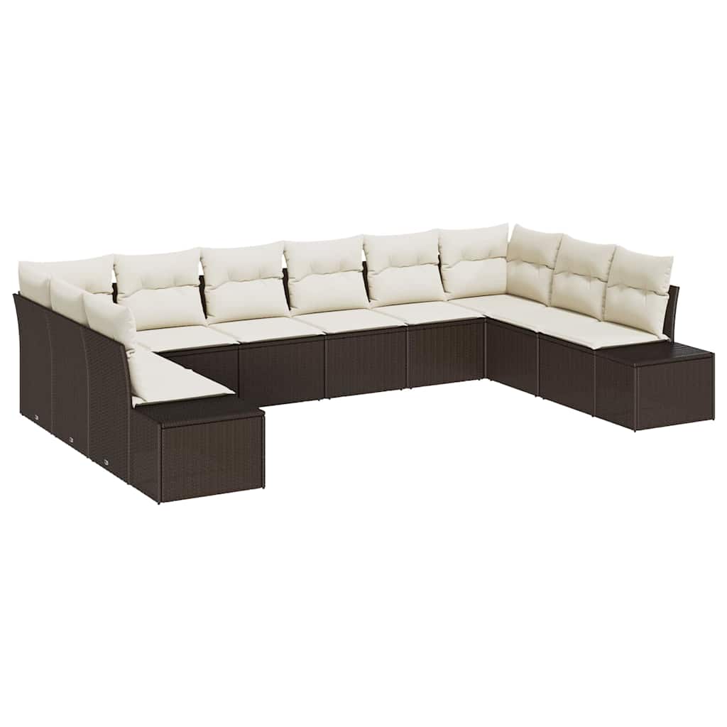 Gartensofa-set 10 stk. Braun Poly-Rattan