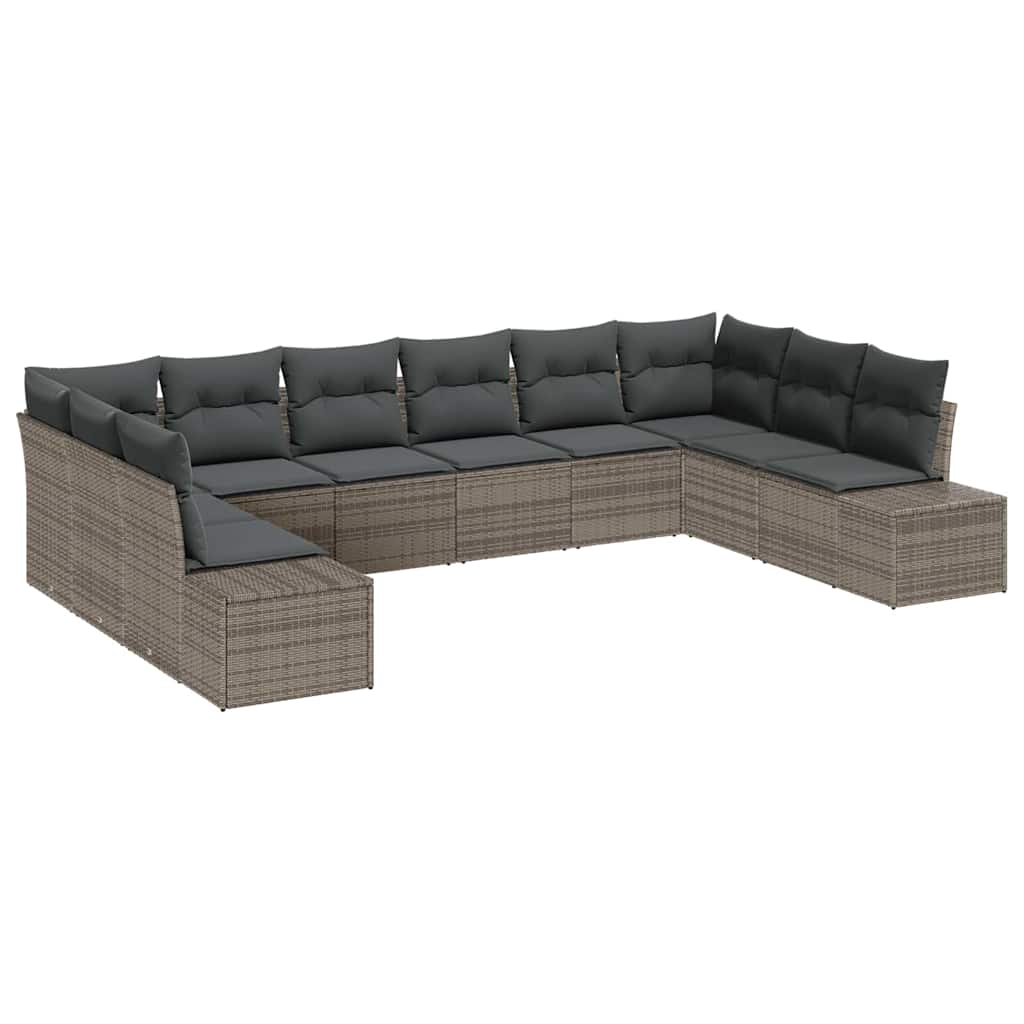 Gartensofa-set 10 stk. Grau Poly-Rattan