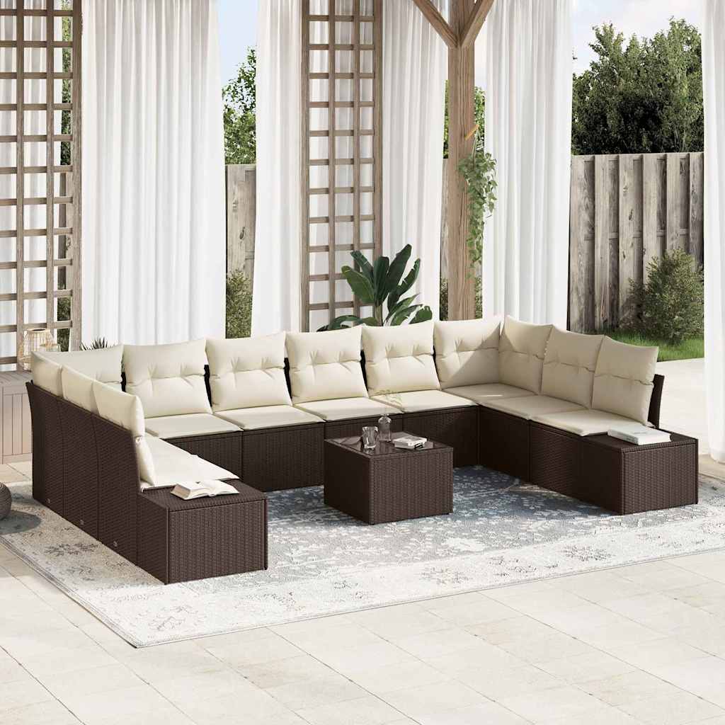 Gartensofa-set 11 stk. Braun Poly-Rattan