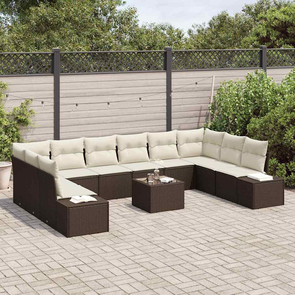 Gartensofa-set 11 stk. Braun Poly-Rattan
