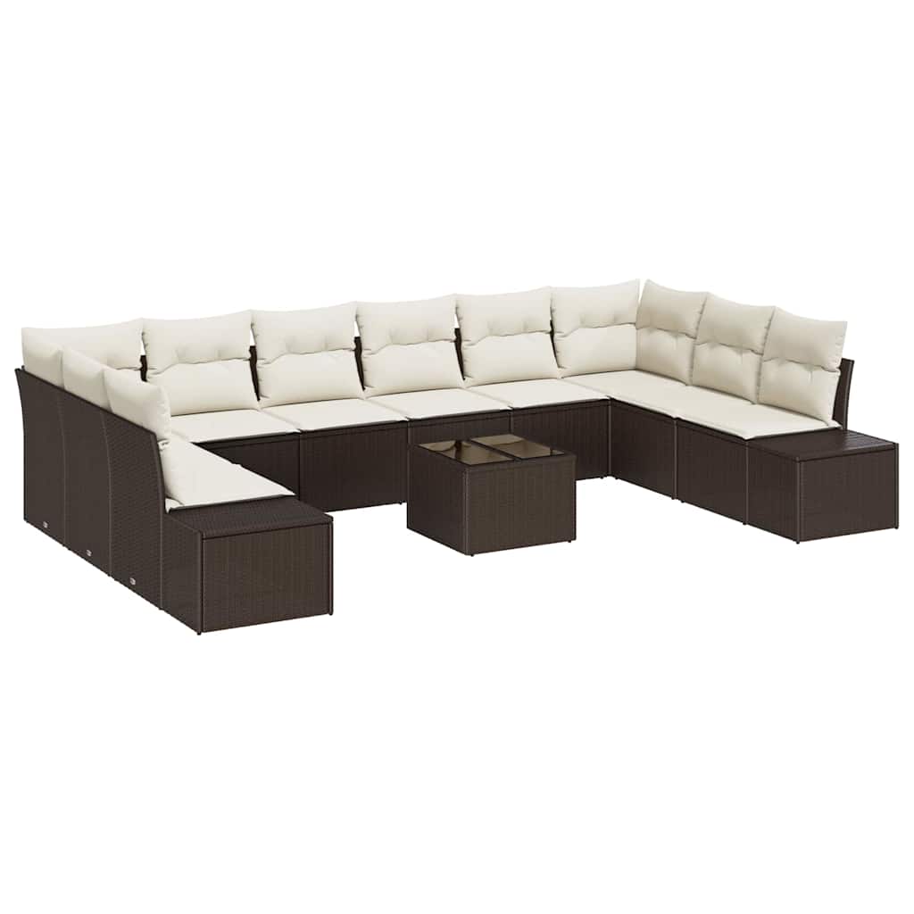 Gartensofa-set 11 stk. Braun Poly-Rattan