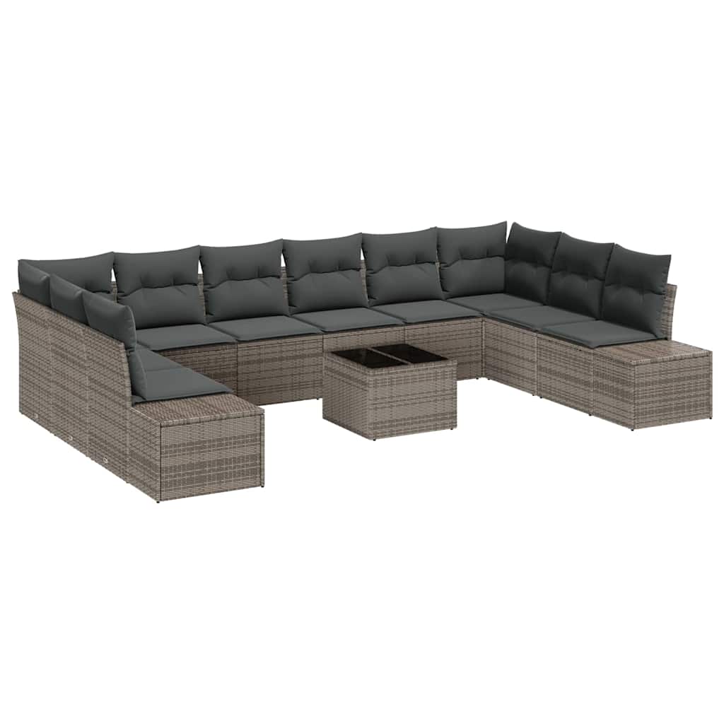 Gartensofa-set 11 stk. Grau Poly-Rattan
