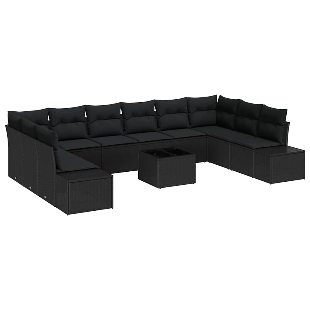 Gartensofa-set 11 stk. Schwarz Poly-Rattan