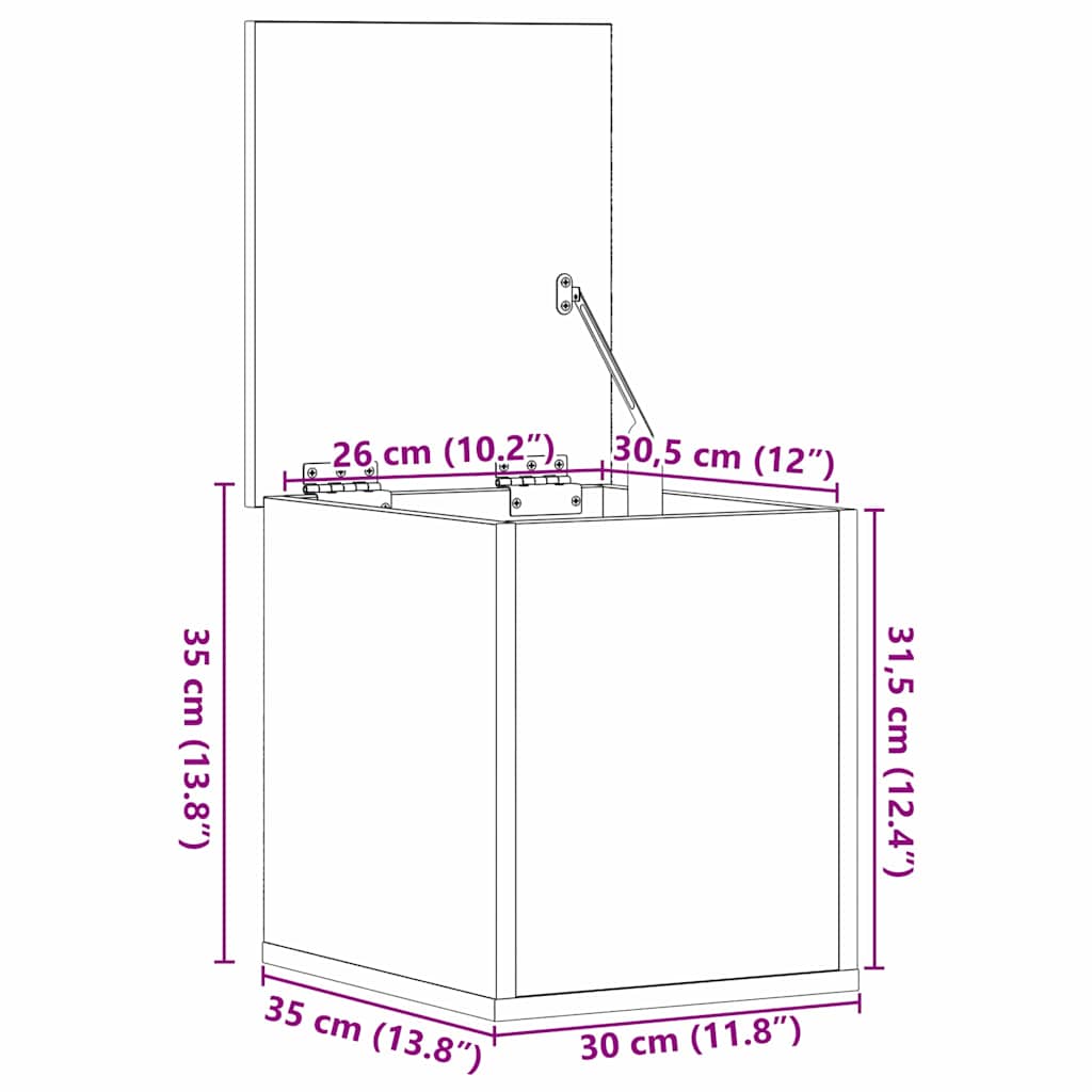 Aufbewahrungsbox Schwarz Eichen-Optik 30 x 35 x 35 cm