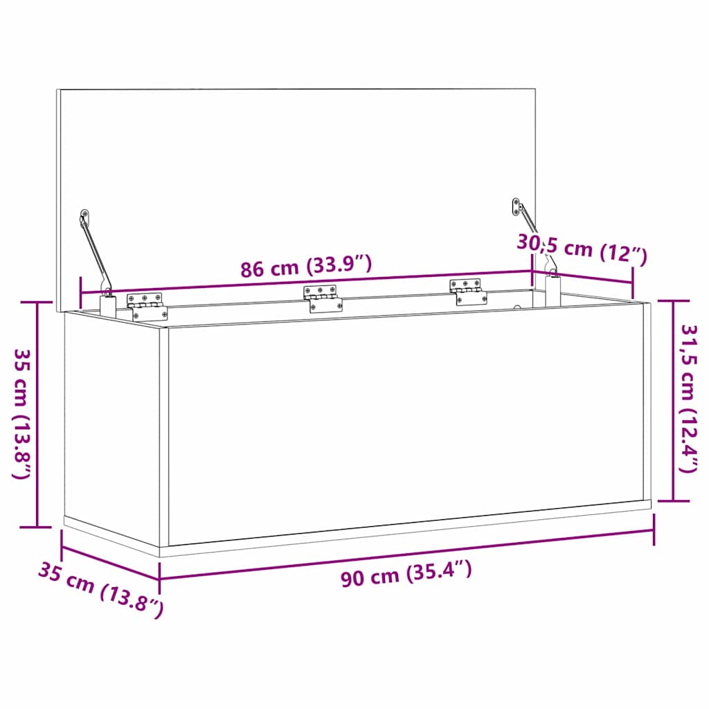 Aufbewahrungsbox Artisan-Eiche 90 x 35 x 35 cm Holzwerkstoff