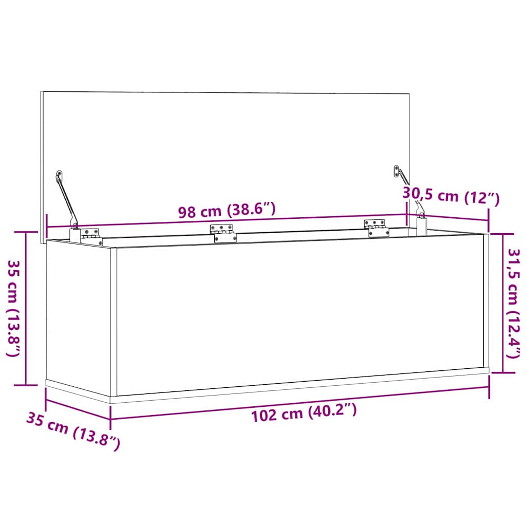 Aufbewahrungsbox Altholz 102 x 35 x 35 cm Holzwerkstoff