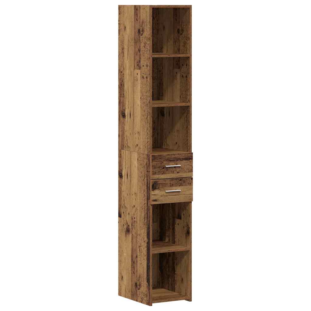 Bücherregal mit Schubladen Altholz 30 x 42,4 x 185,2 cm