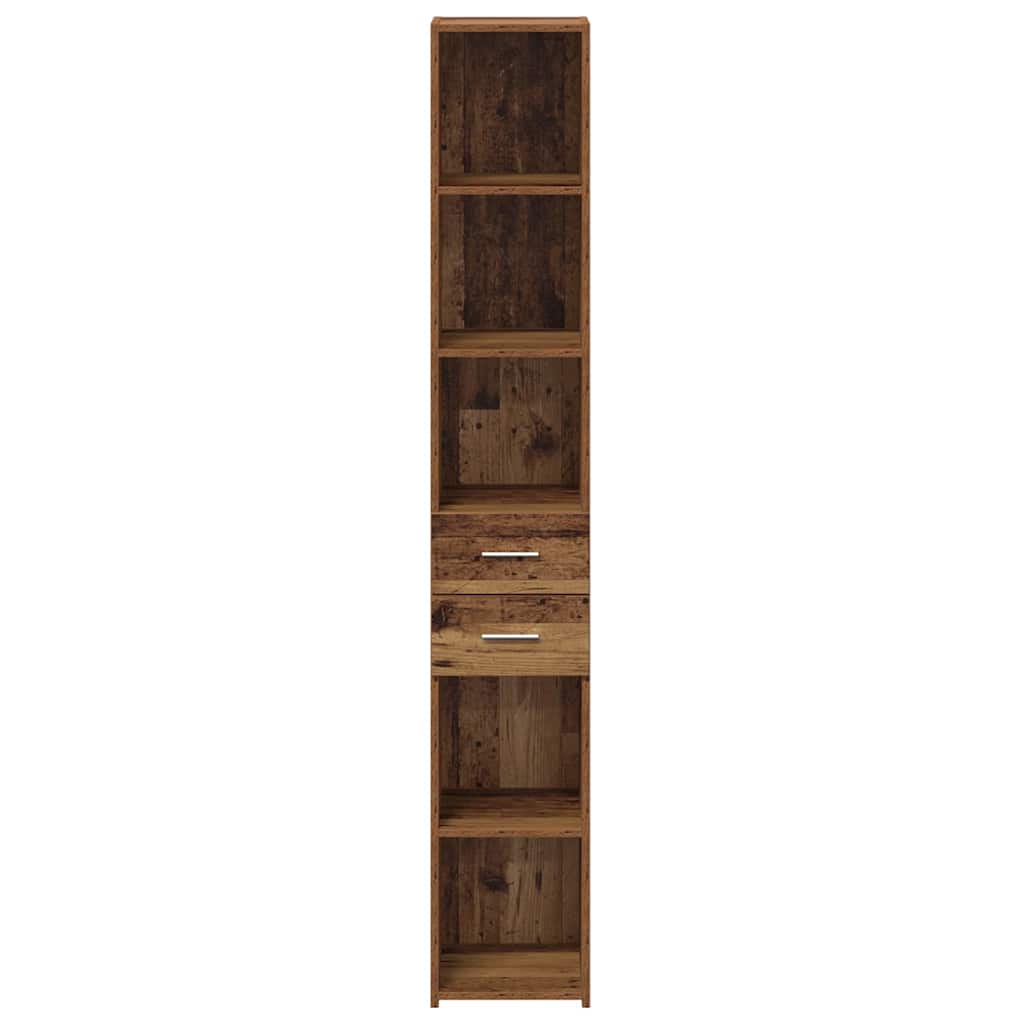 Bücherregal mit Schubladen Altholz 30 x 42,4 x 185,2 cm