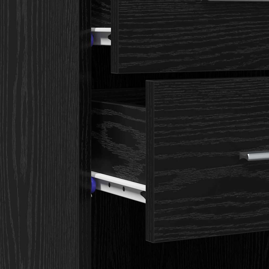 Bücherregal Schwarz Eichen-Optik 30 x 42,4 x 185,2 cm