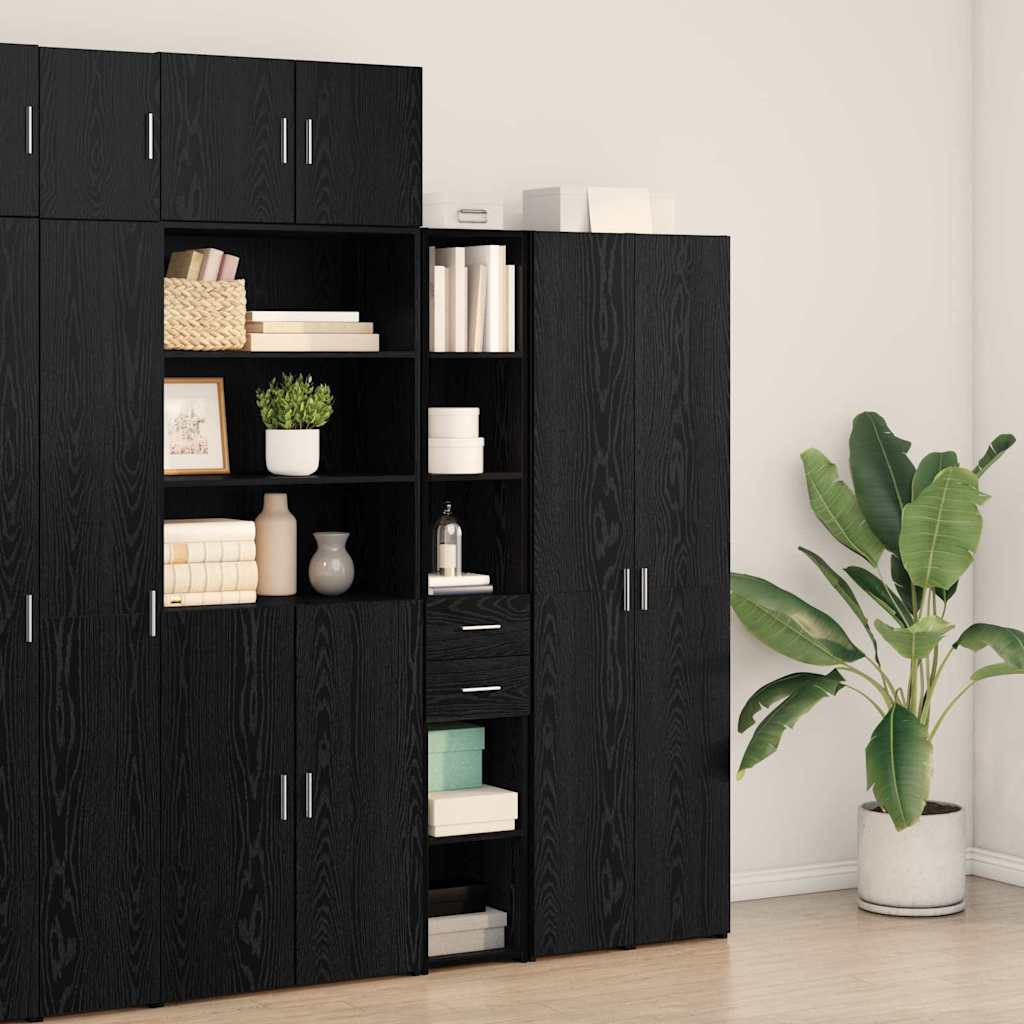 Bücherregal Schwarz Eichen-Optik 30 x 42,4 x 185,2 cm