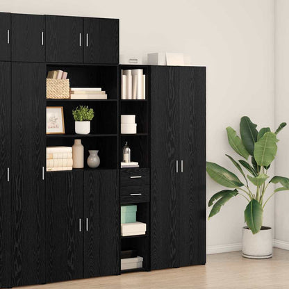 Bücherregal Schwarz Eichen-Optik 30 x 42,4 x 185,2 cm