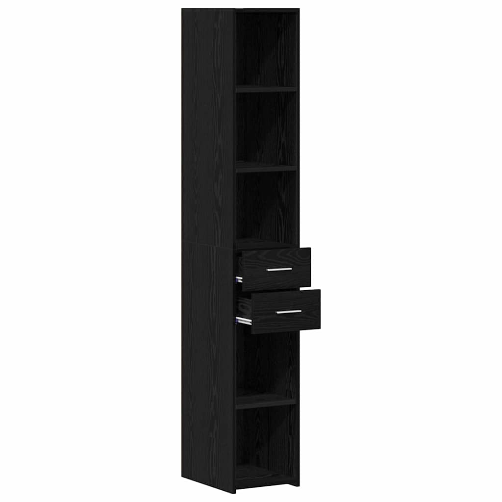 Bücherregal Schwarz Eichen-Optik 30 x 42,4 x 185,2 cm