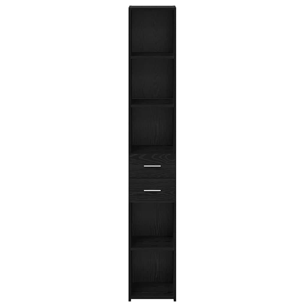 Bücherregal Schwarz Eichen-Optik 30 x 42,4 x 185,2 cm