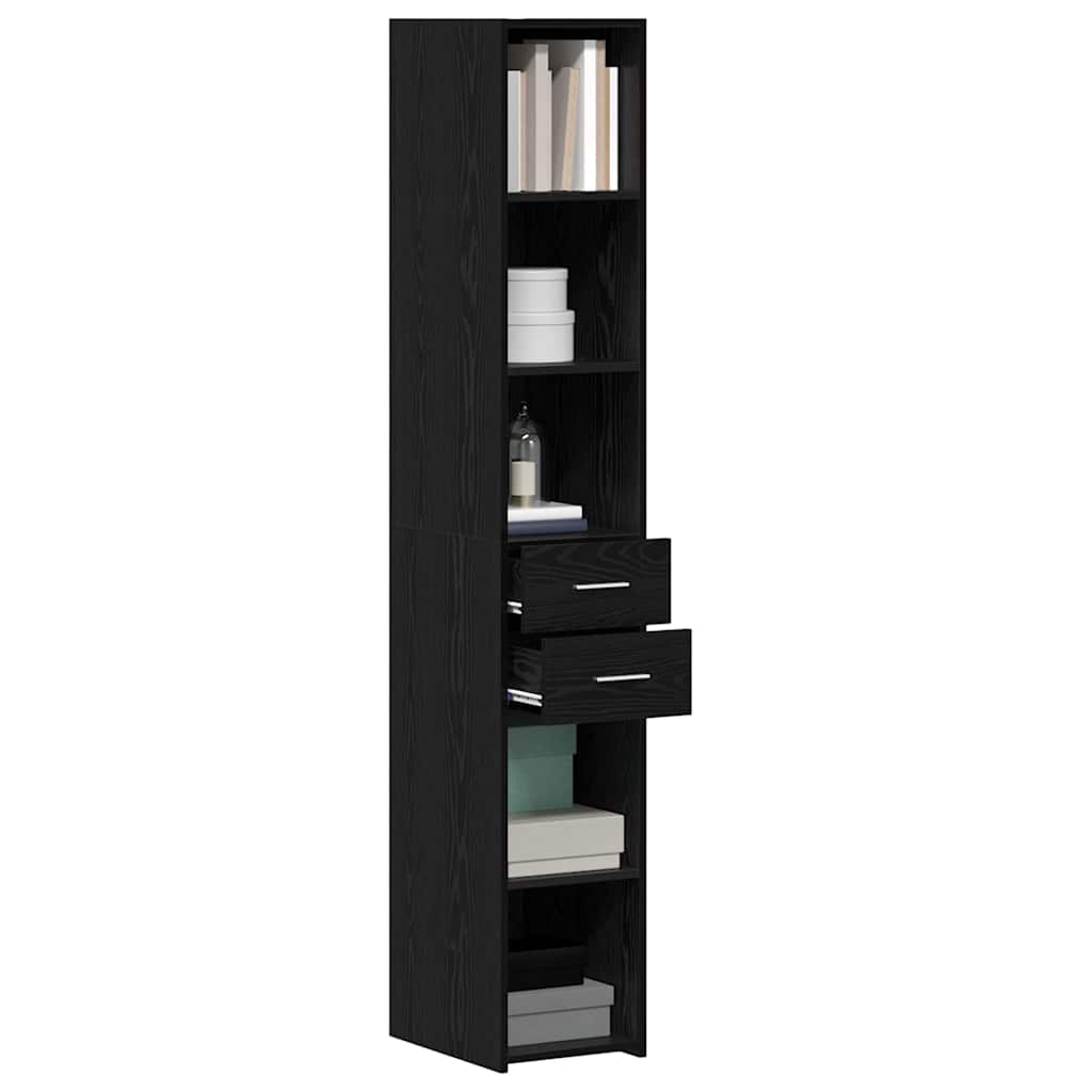 Bücherregal Schwarz Eichen-Optik 30 x 42,4 x 185,2 cm