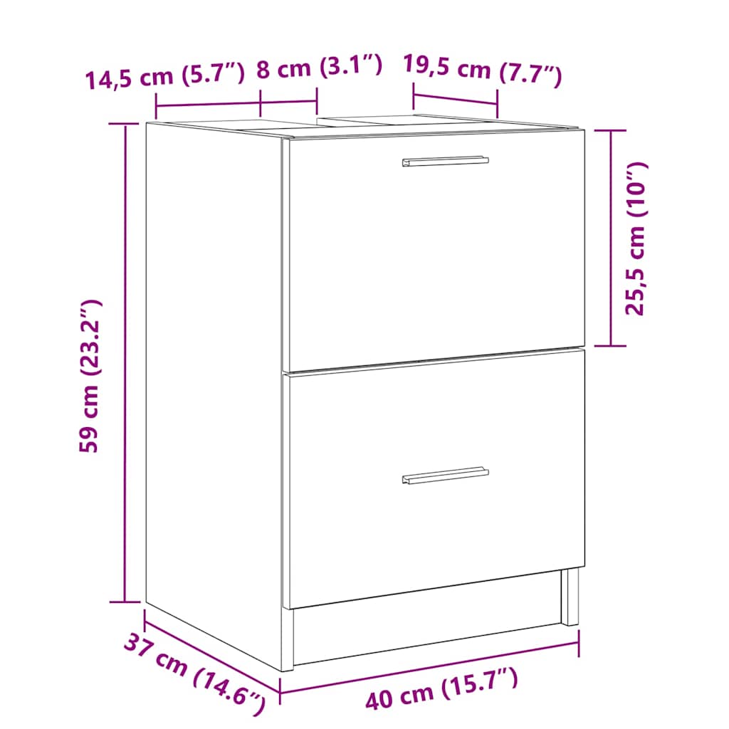 Badezimmerschrank Artisan-Eiche 40 x 37 x 59 cm Holzwerkstoff