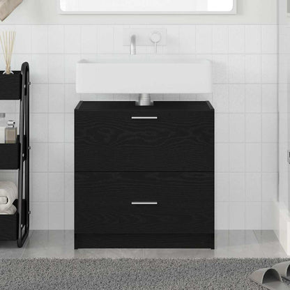 Badezimmerschrank Schwarz Eichen-Optik 59 x 37 x 59 cm