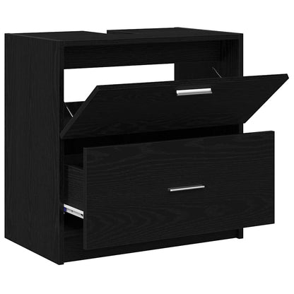 Badezimmerschrank Schwarz Eichen-Optik 59 x 37 x 59 cm