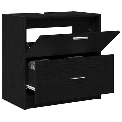 Badezimmerschrank Schwarz Eichen-Optik 59 x 37 x 59 cm
