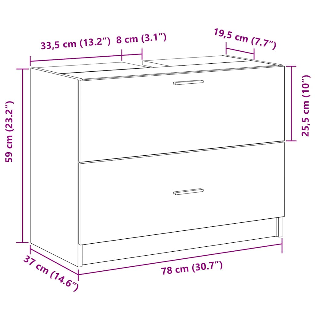 Badezimmerschrank Altholz 78 x 37 x 59 cm Holzwerkstoff
