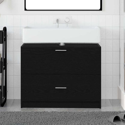 Badezimmerschrank Schwarz Eichen-Optik 78 x 37 x 59 cm