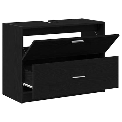 Badezimmerschrank Schwarz Eichen-Optik 78 x 37 x 59 cm