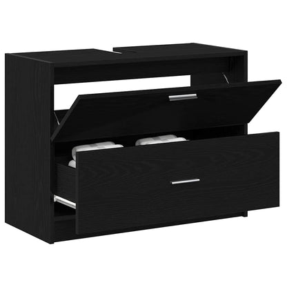 Badezimmerschrank Schwarz Eichen-Optik 78 x 37 x 59 cm