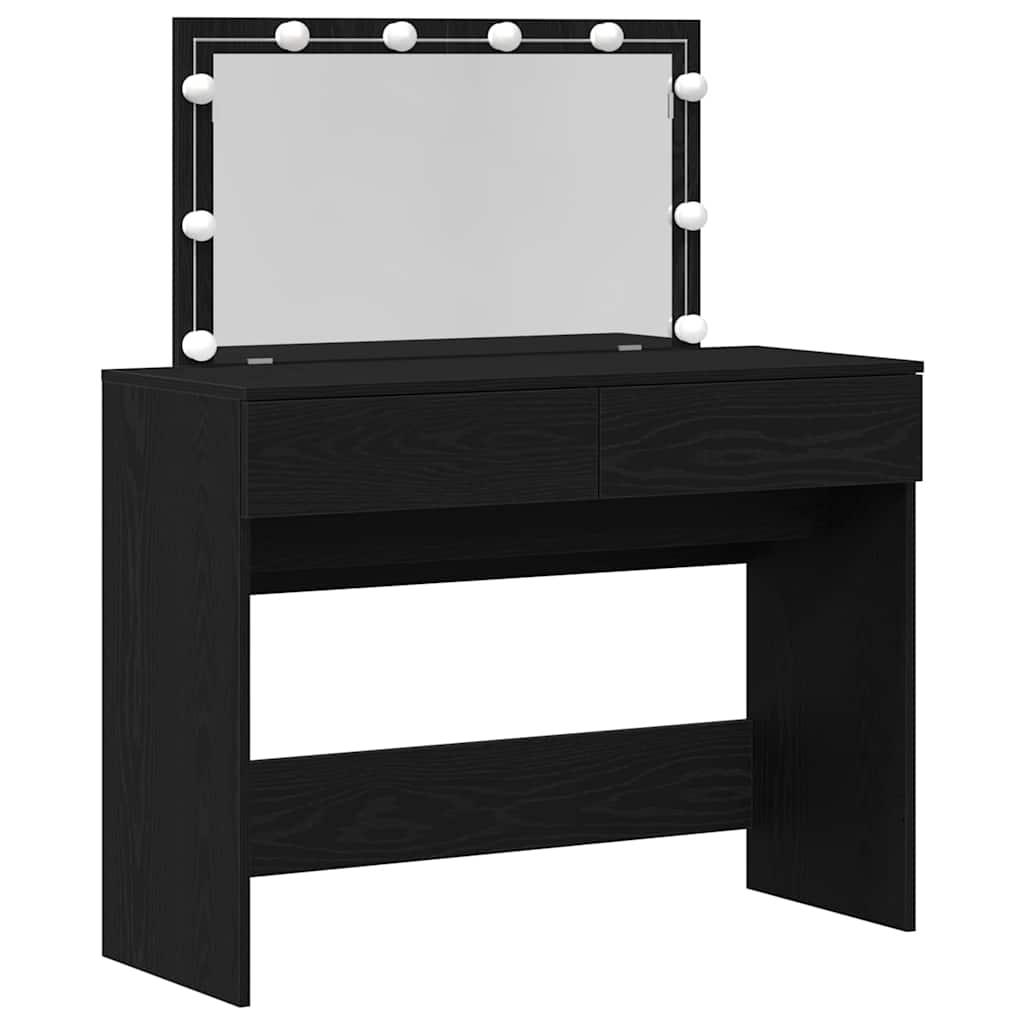 Schminktisch Schwarz Eichen-Optik 100 x 40 x 120 cm