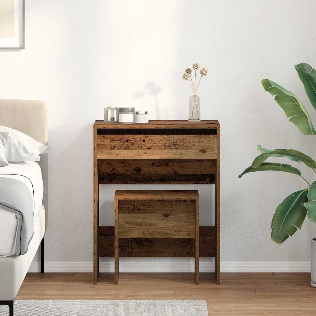 Schminktisch 2 Stk. Altholz 60 x 40 x 75 cm Holzwerkstoff
