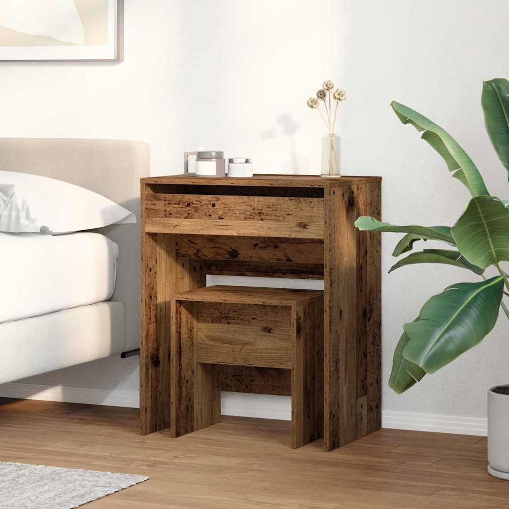 Schminktisch 2 Stk. Altholz 60 x 40 x 75 cm Holzwerkstoff