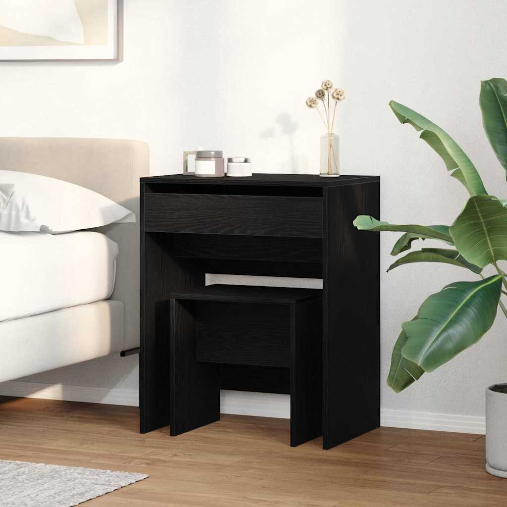 Schminktisch 2 Stk. Schwarz Eichen-Optik 60 x 40 x 75 cm