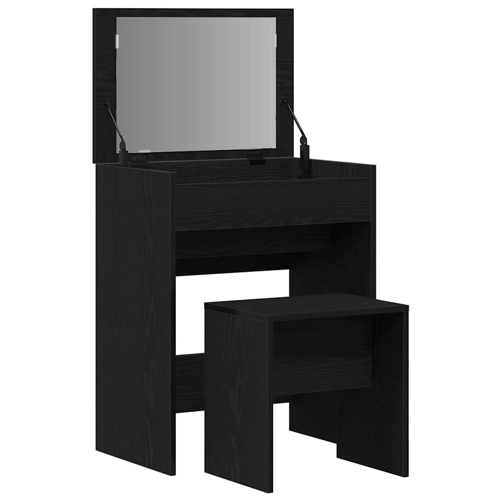 Schminktisch 2 Stk. Schwarz Eichen-Optik 60 x 40 x 75 cm