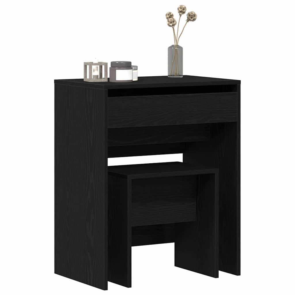 Schminktisch 2 Stk. Schwarz Eichen-Optik 60 x 40 x 75 cm