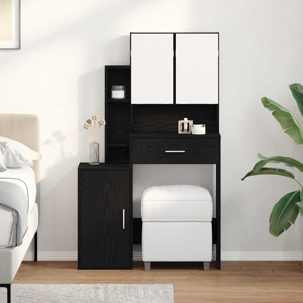 Schminktisch Schwarz Eichen-Optik 80 x 35 x 132 cm